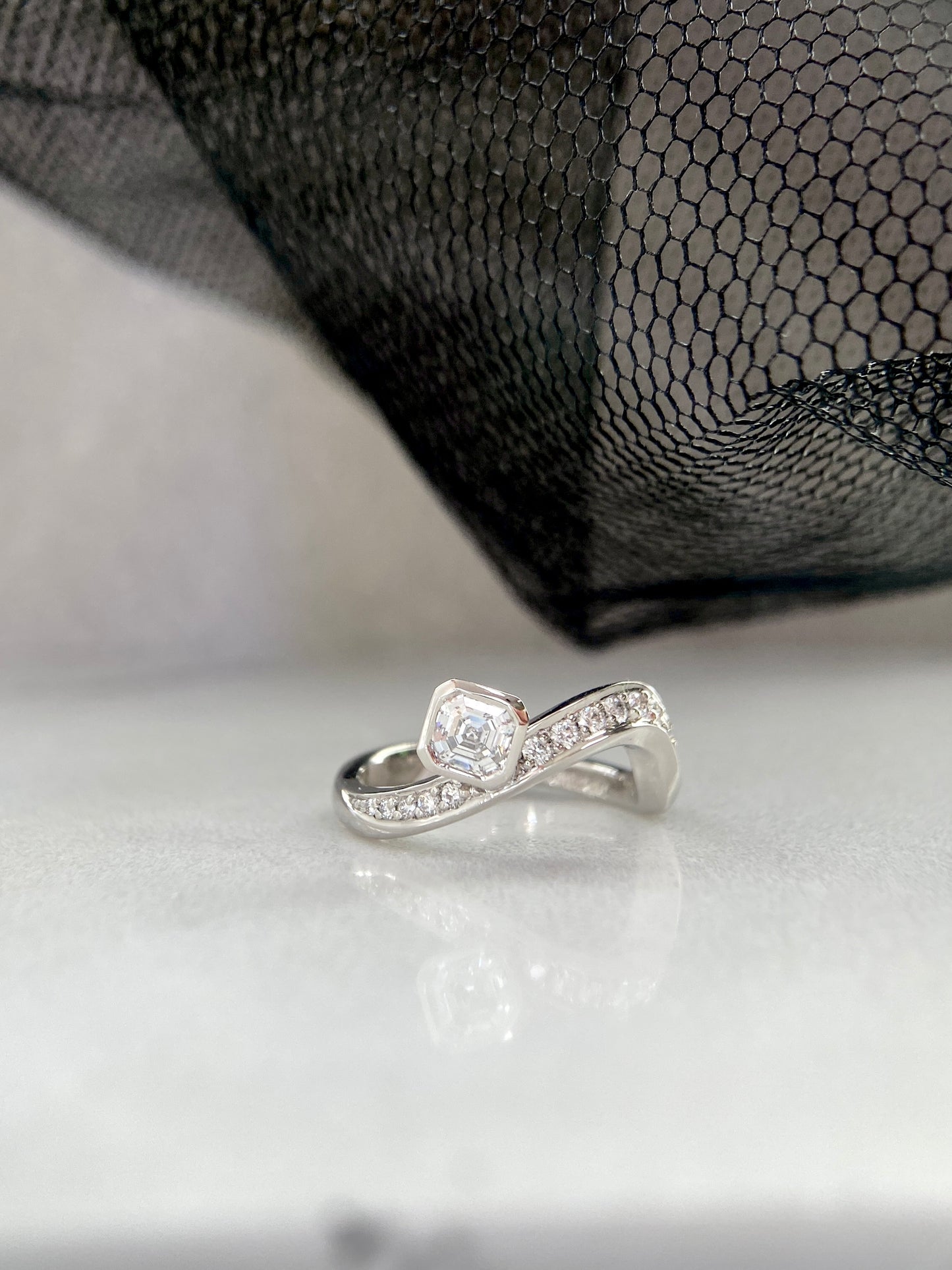 Signature . Curve  Platinum Diamond Ring
