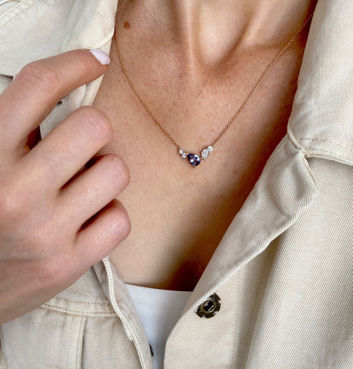 Everyday Creations. "Jolie" Sapphire Climber Pendant.