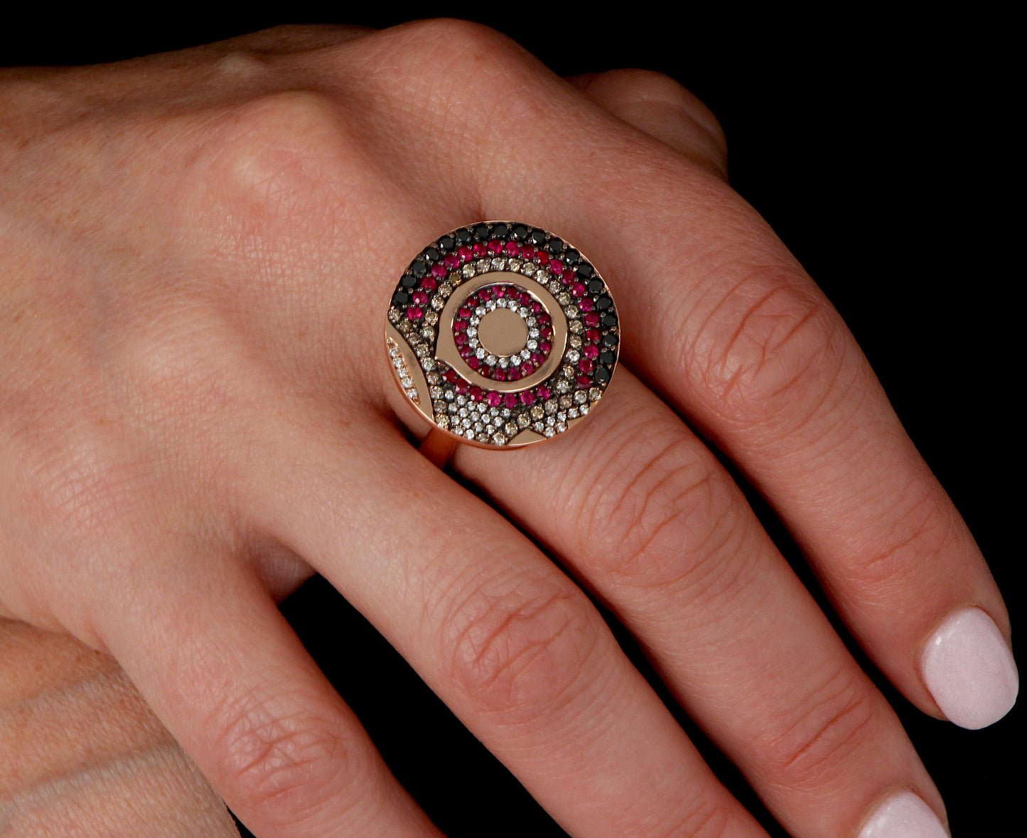 One of a Kind. Dot Ring with Ruby and Diamonds