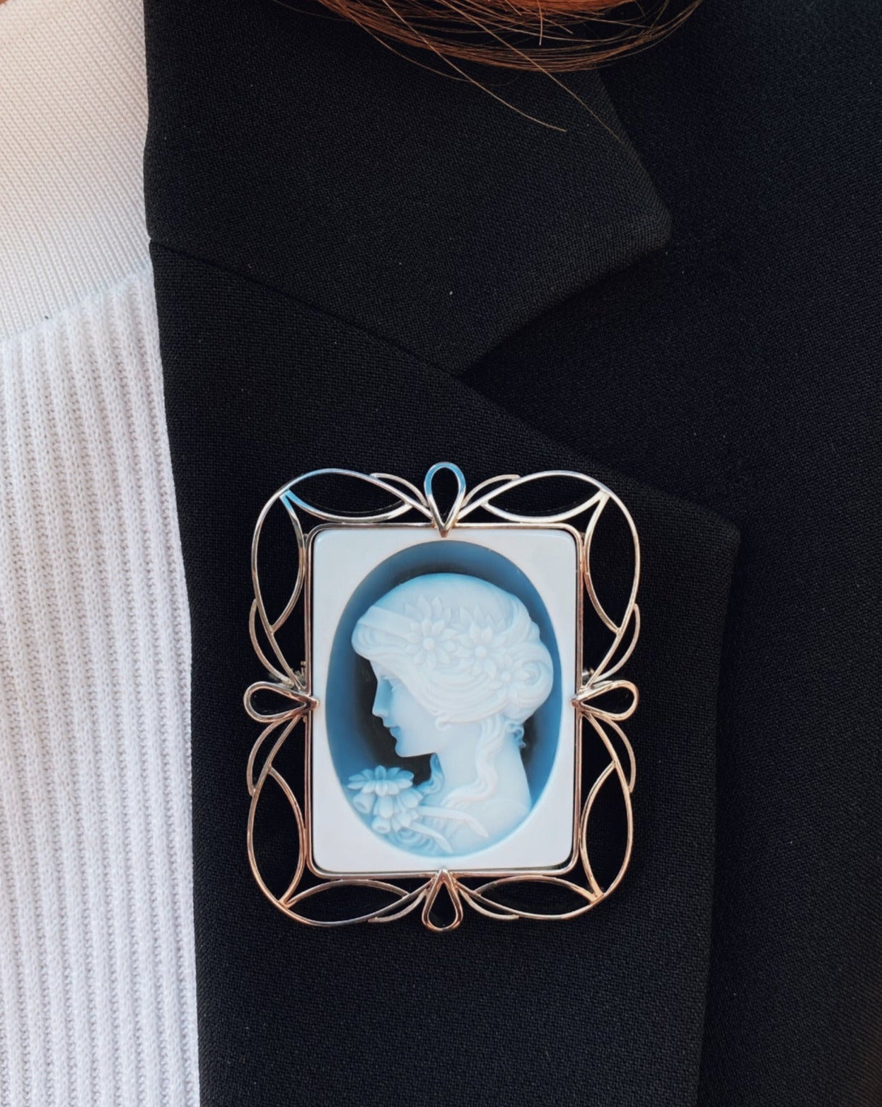 One of a Kind. Flower Girl Cameo Brooch