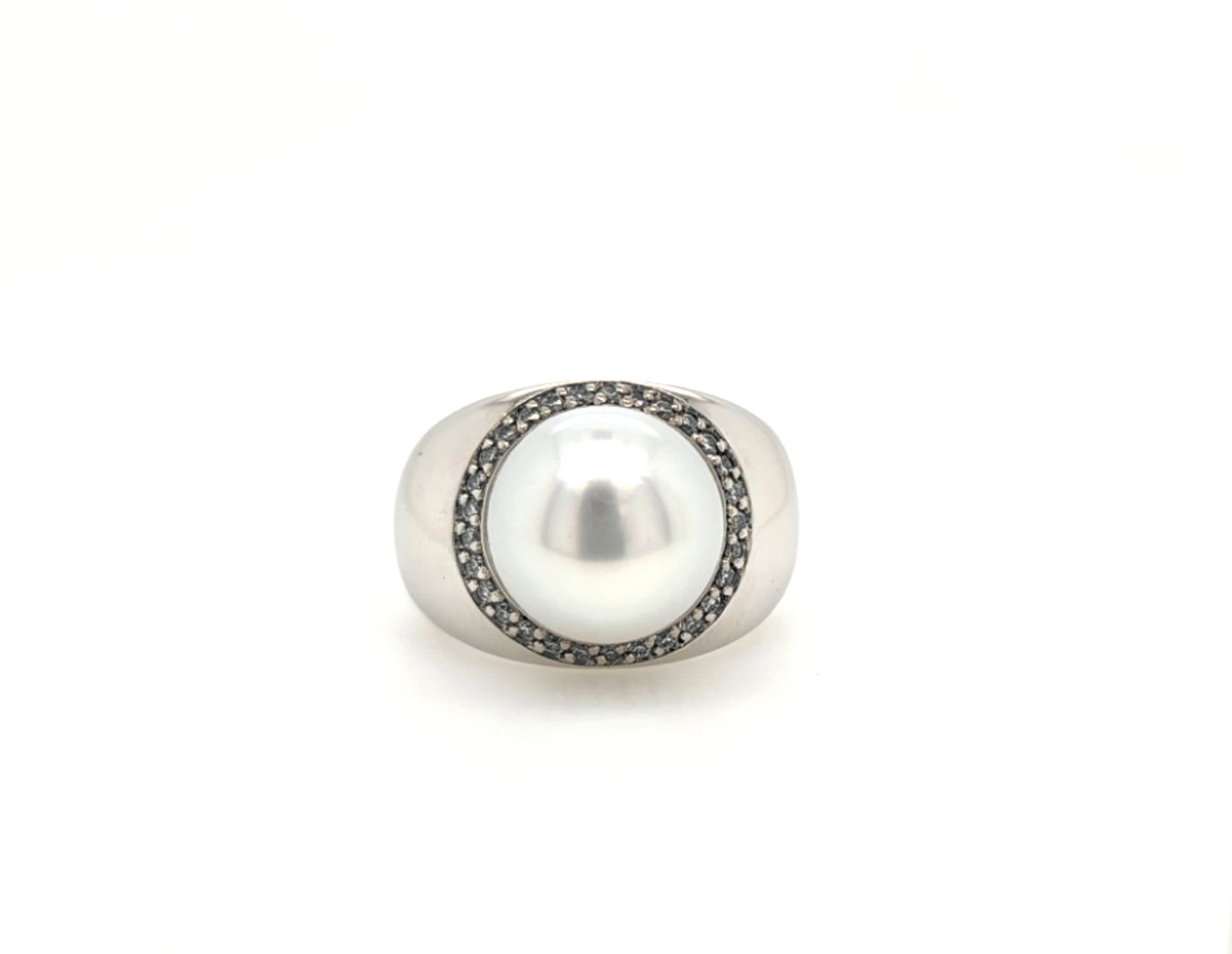 Pearl Creations. Gypsy South Sea Pearl Ring with Diamonds