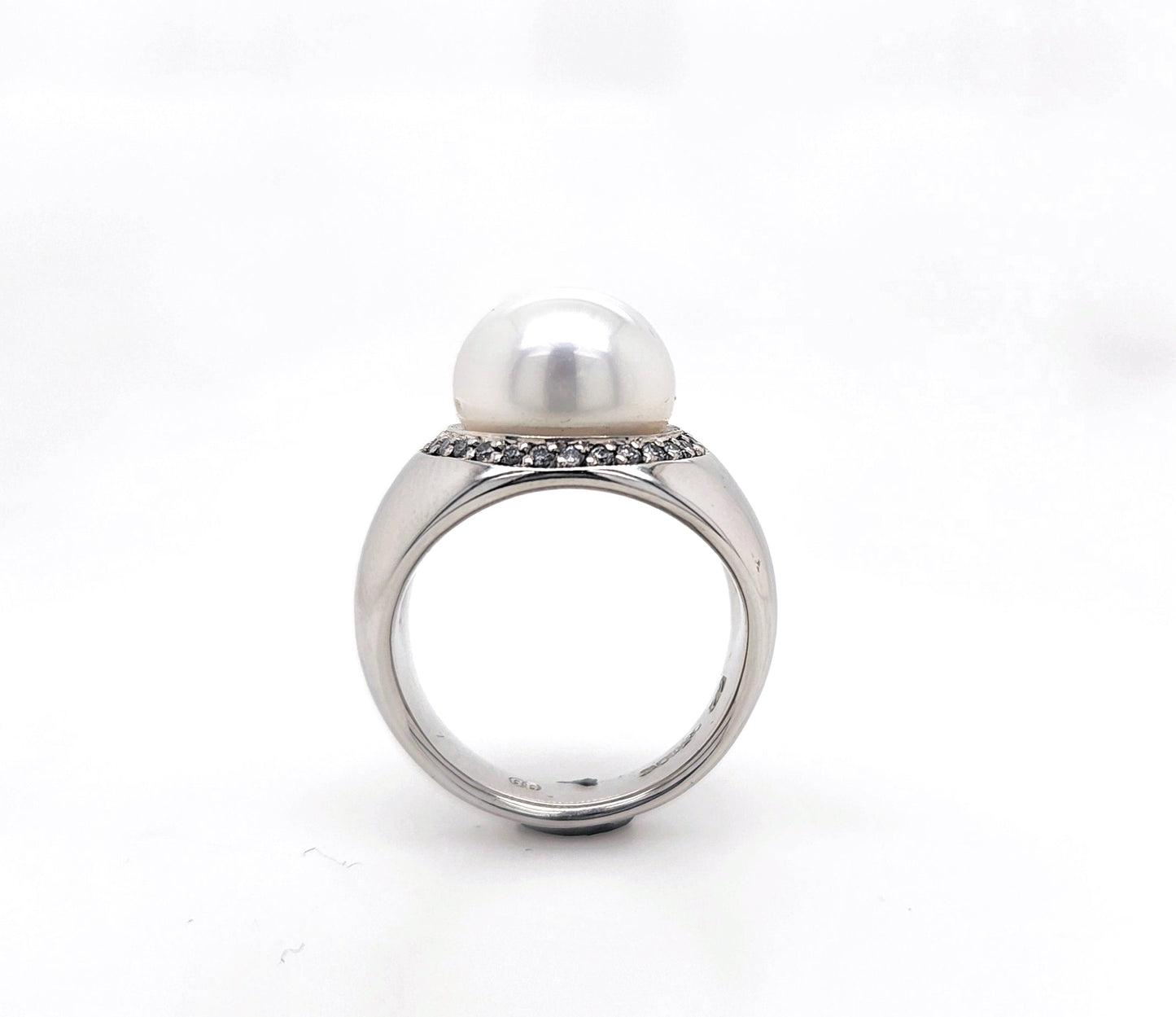 Pearl Creations. Gypsy South Sea Pearl Ring with Diamonds