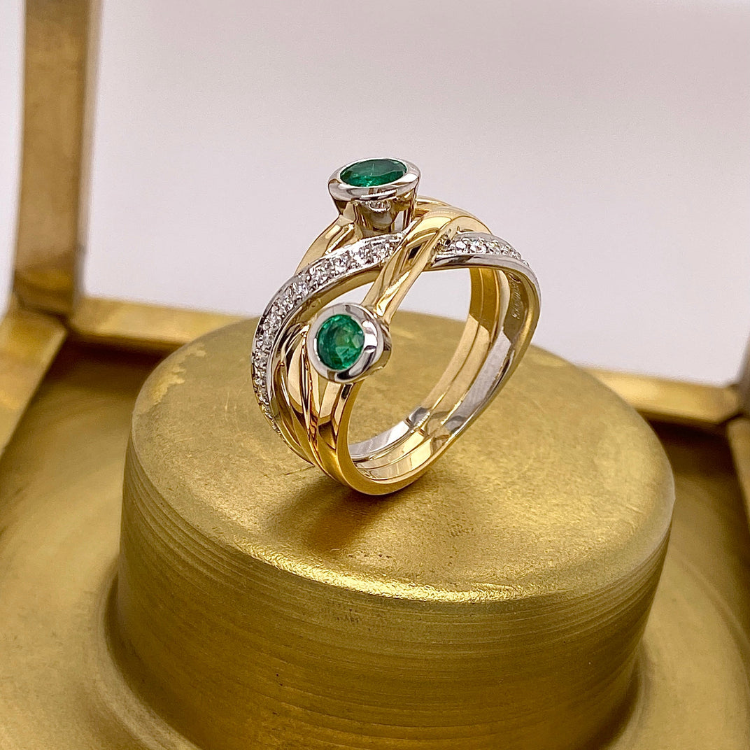 Everyday Creations. Monique Ring with Emerald and Diamonds
